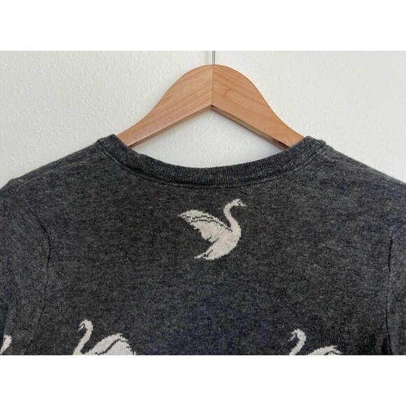 Joie Women's Size S Gray White Baby Swan Animal Cashmere Wool Blend Sweater - Picture 4 of 6